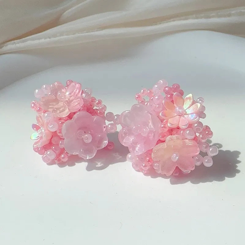 Floral Tassel Long Statement Earrings Jewelry