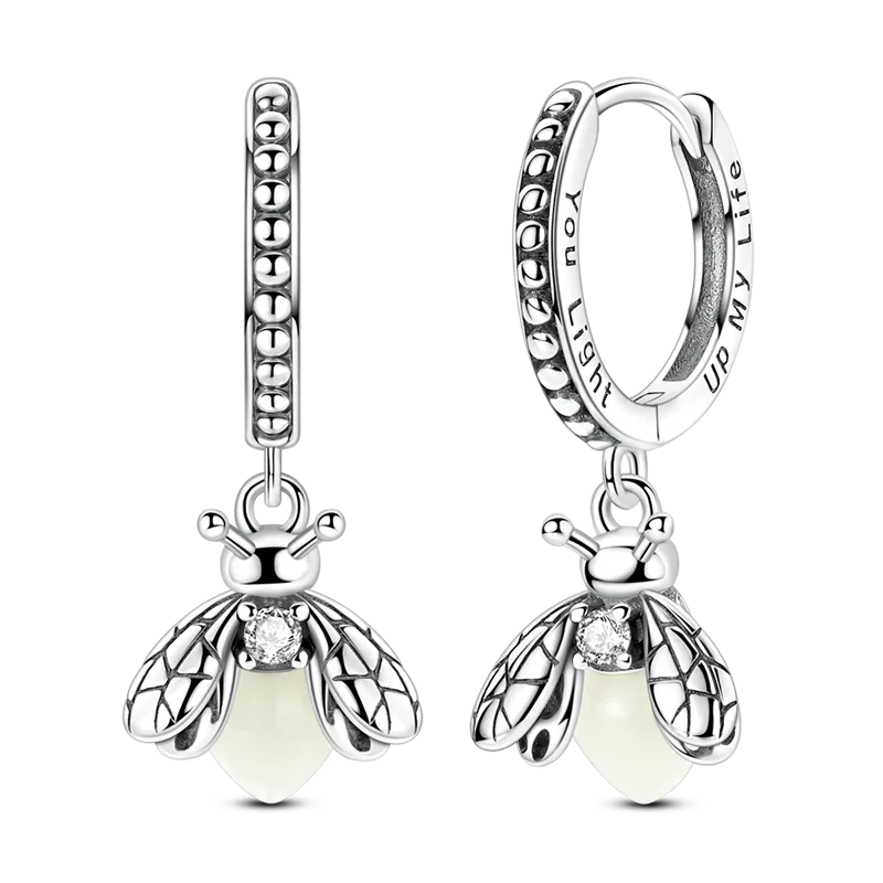 Sterling Silver Clover Butterfly Hoop Earrings Jewelry