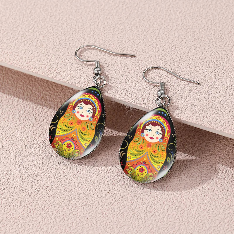 Matryoshka Doll Resin Boho Drop Earrings Jewelry