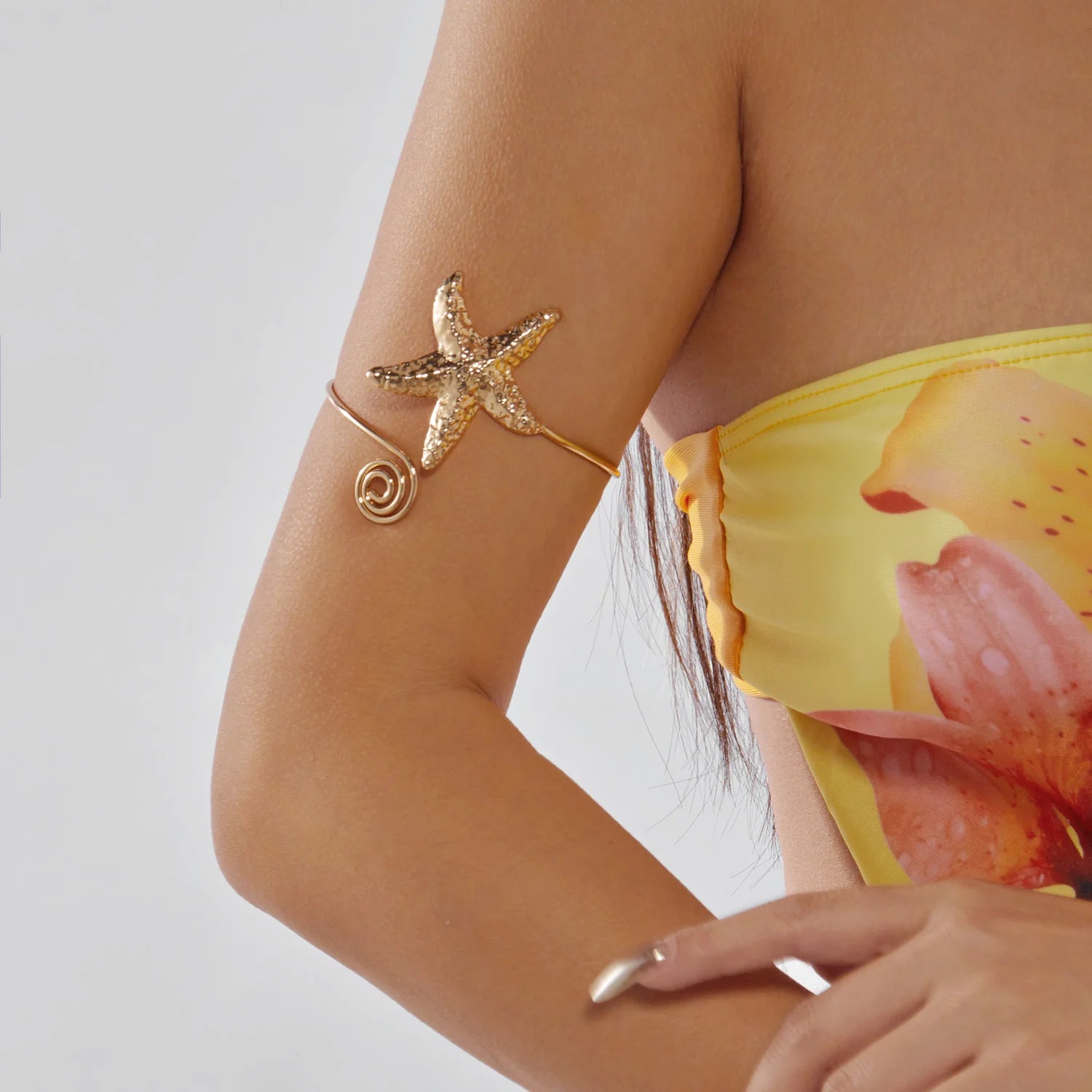 Starfish, Conch and Pearl Spiral Wave Upper Arm Cuff