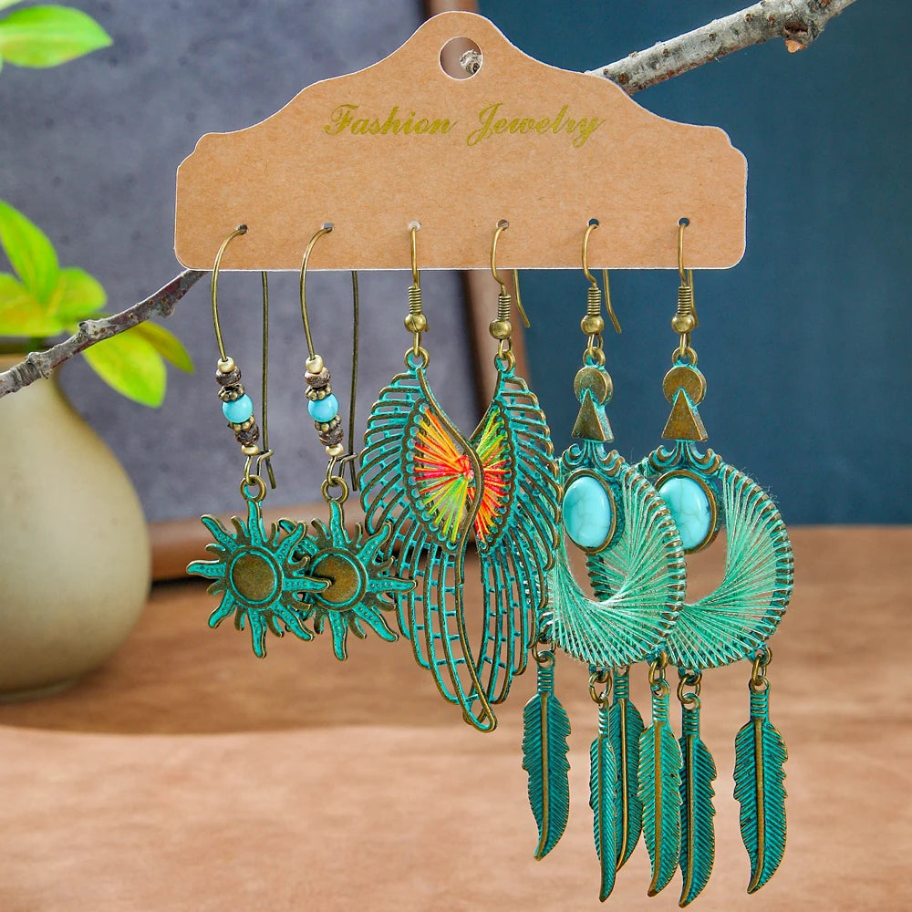 Antique Round Vintage Drop Earrings Jewelry