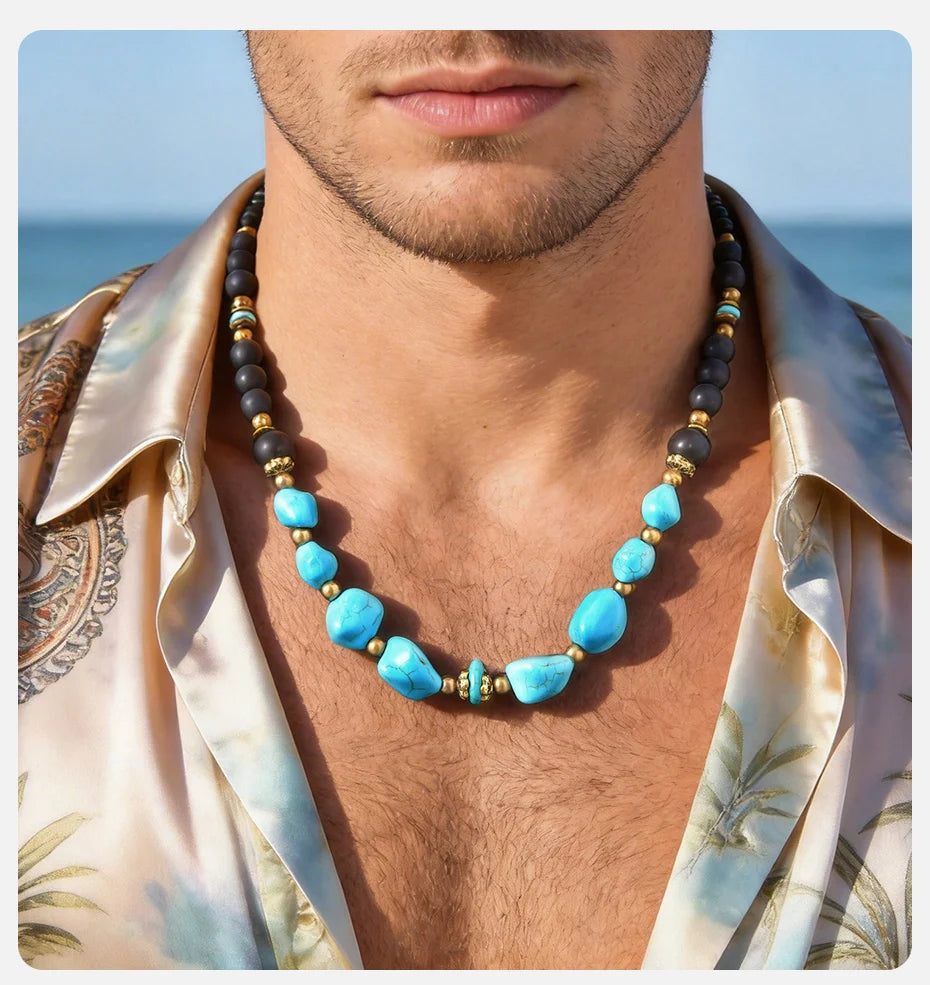 Natural Stone Unisex Beaded Necklace