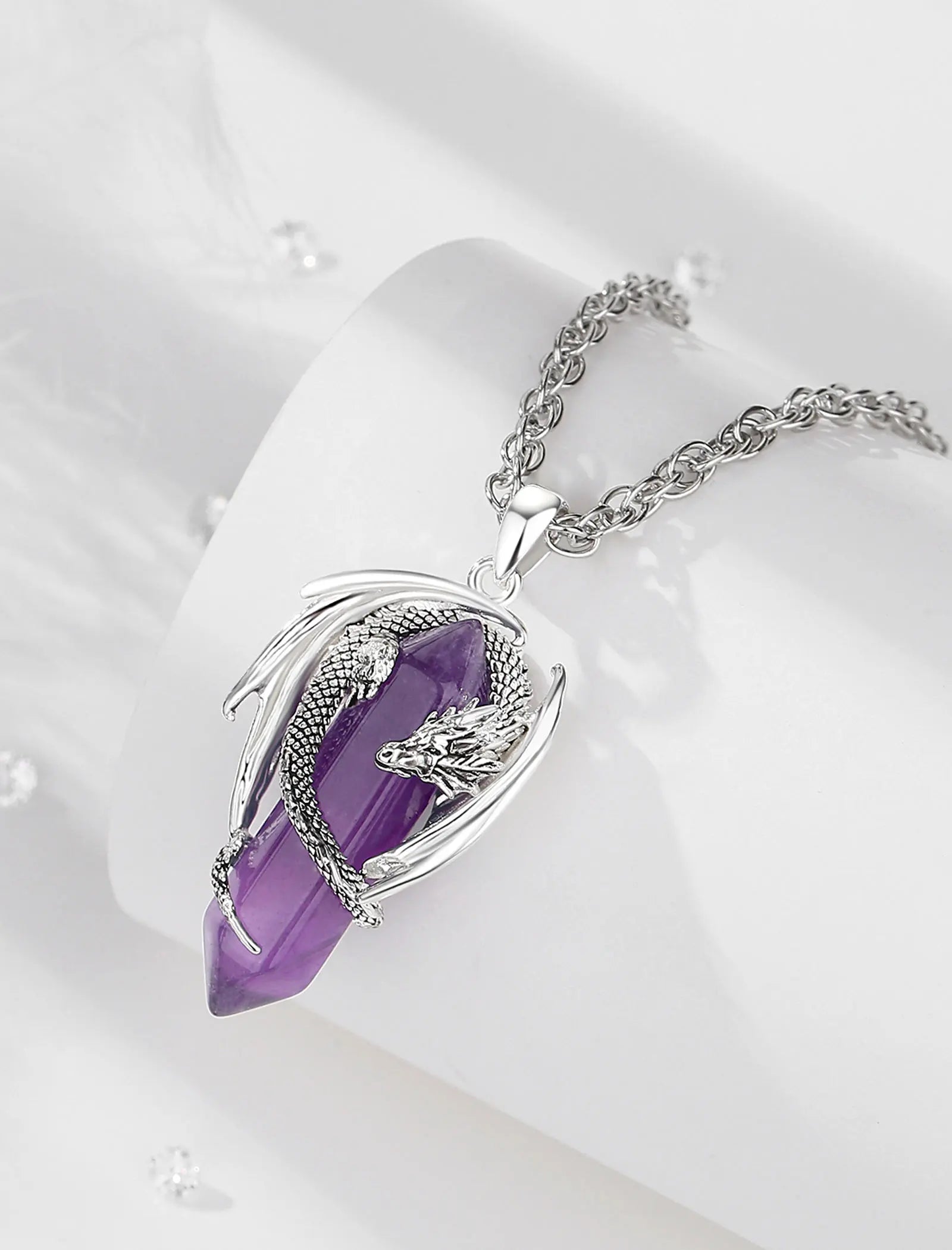 Dragon Natural Stone Hexagonal Prism Necklace