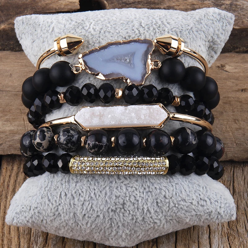 Fashion Boho Natural Stone Beaded Bracelet Jewelry Multi 6pc Stack Bracelet & Bangle Sets For Women Gift - Charlie Dolly