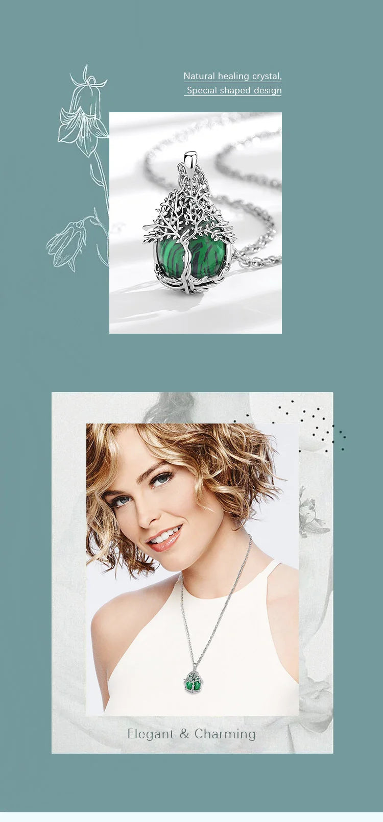 Tree of Life Multi-Crystal Pendant Necklace, Obsidian Amethyst Turquoise Healing Amulet