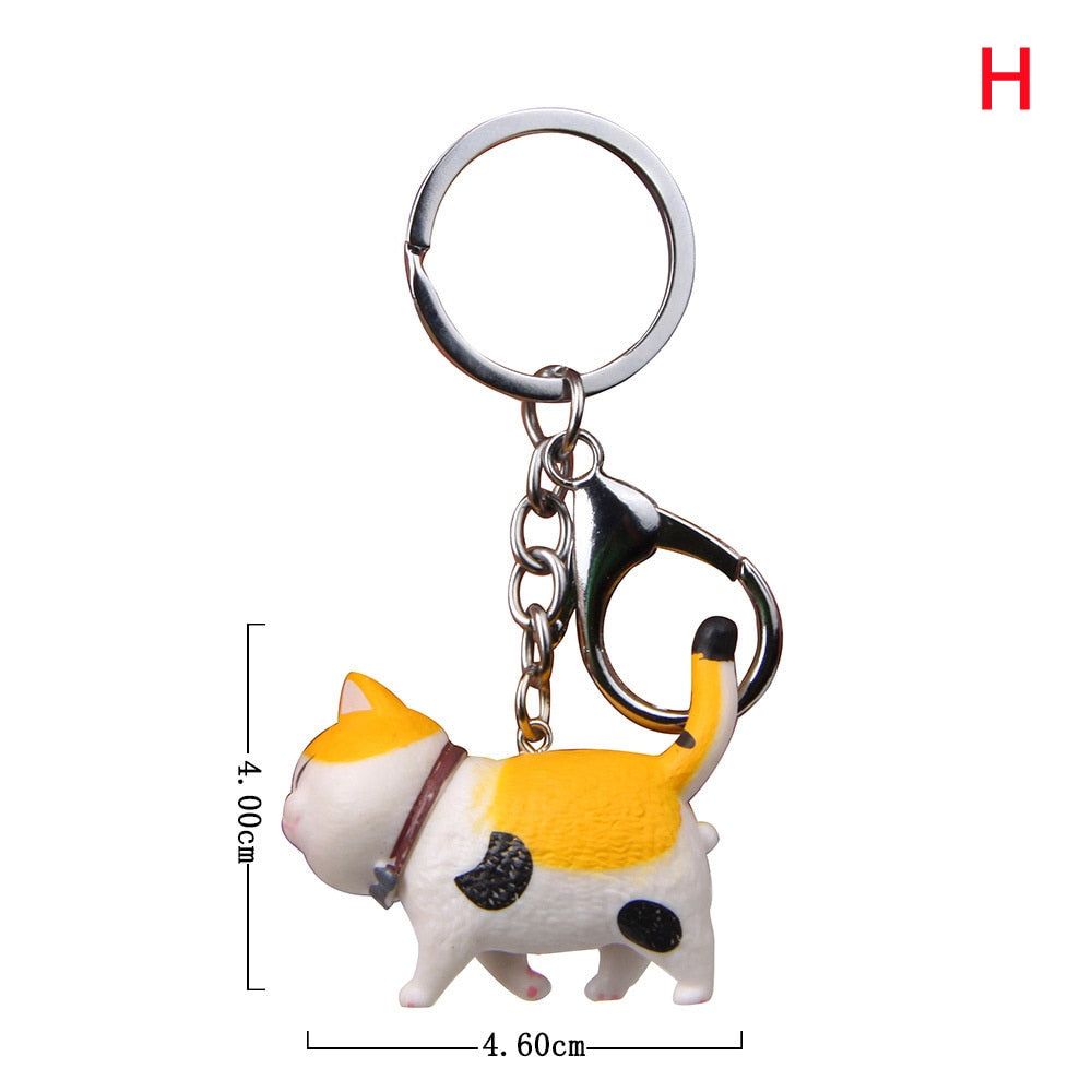 Cute Cat Animal Key Rings Kawaii Japan Kitten Car Keychain Bag Pendant Gift For Women Girls Pet Lovers Decoration