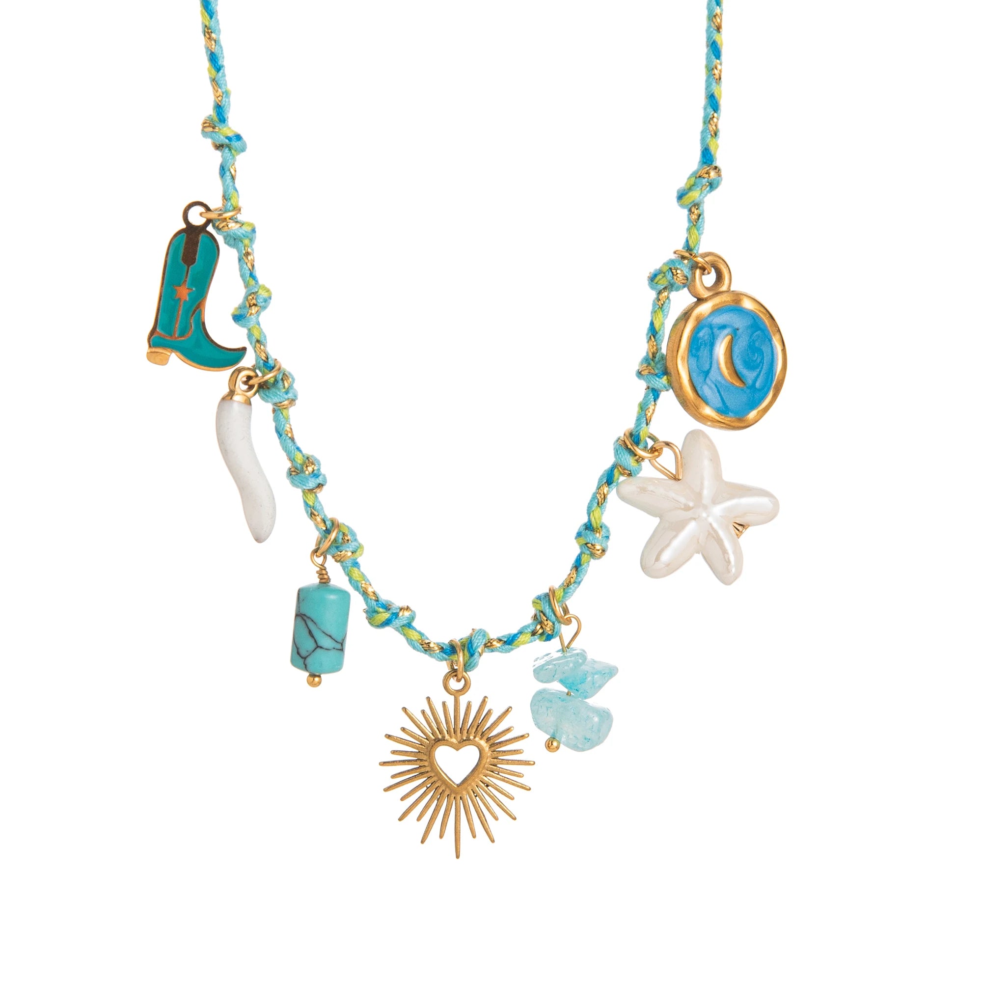 Colorful Bead Gold Plated Multi Strand Necklace Jewelry