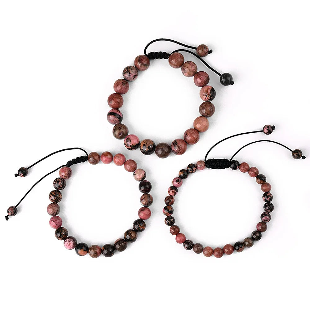 Natural Stone Beaded Bracelet — Tiger Eye, Agate & Lava