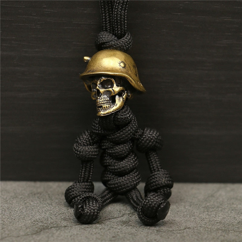 Skull Head Soldier King Keychain Lanyard Pendants Jewelry EDC Outdoor Knife Bead Tool Punk DIY Paracord Handmade Woven Accessory