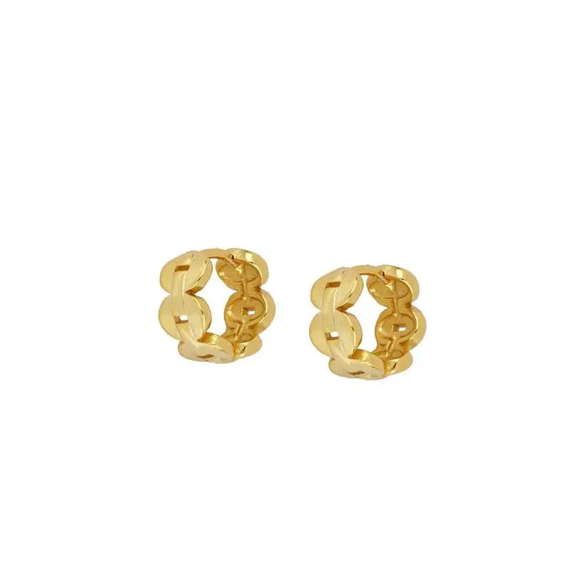Gold Plated Hoop Stud Ear Cuff Earrings Set Jewelry