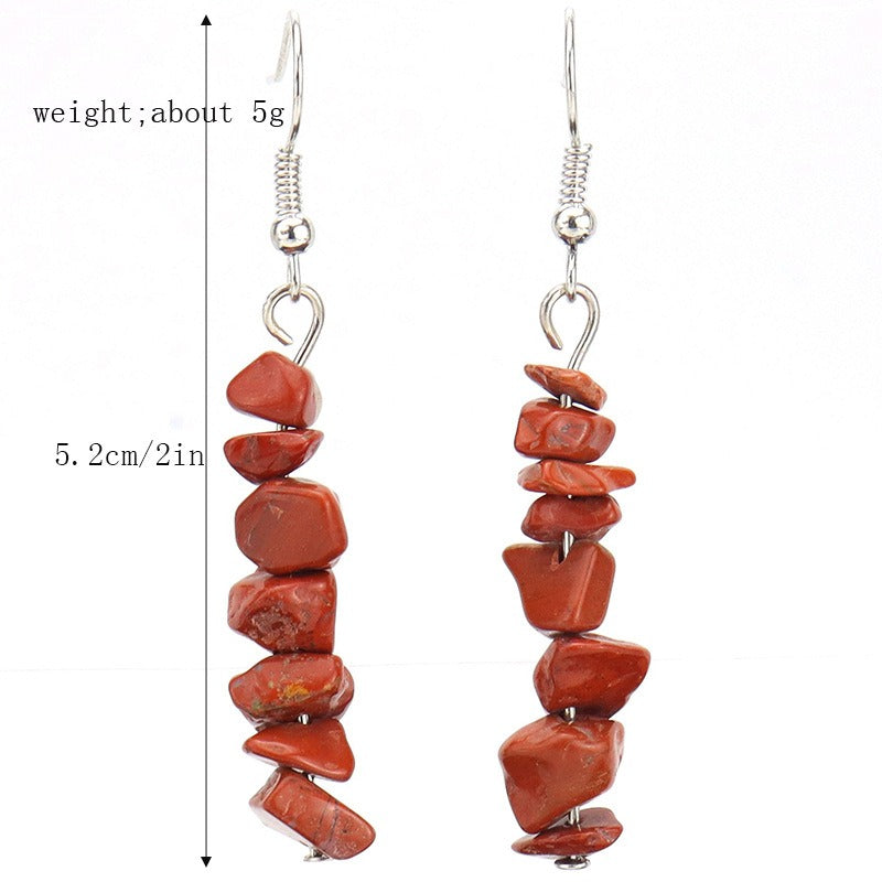 Chip Natural Stone Crystal Earrings Raw Gemstone Amethyst Lapis Lazuli Tiger's Eye Rose Quartz Chakra Earring - Charlie Dolly