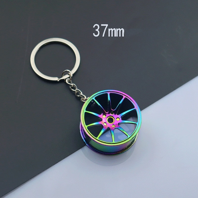 Creative Wheel Hub Key Chains Colorful Metal Tire Keyring for Men Trendy Design Car Keychain Accessories Cool Gifts