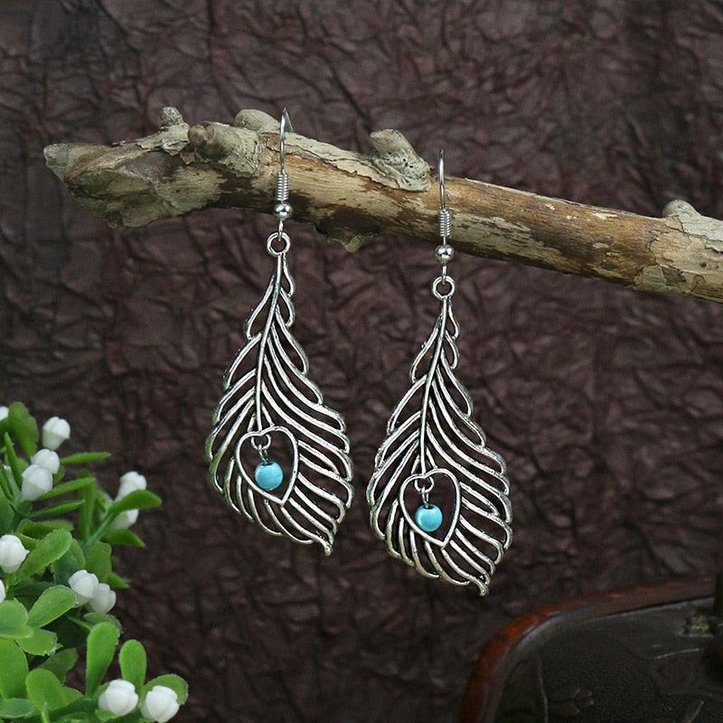 53 Styles Bohemian Vintage Tibetan Silver Geometric Drop Earrings For Women Ethnic Blue Stone Tassel Dangle Earrings Jewelry