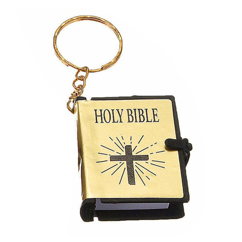 Mini Holy Bible Keychain Real Paper Can Read Religious Christian Cross Keyrings Holder Car Key Chains Fashion Gifts Jewelry