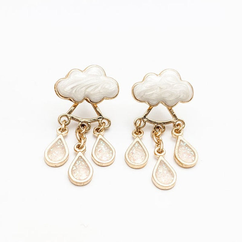 Original Cute Cloud Blue Rain Drop Dangle Earrings For Women 2022 Sweet White Glaze Charming Jewelry