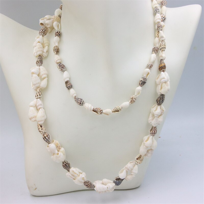 Trendy Fashion Jewelry Natural Sea Snail Shape Shell Beads Making Long Necklace Sweater Design For Women Party Gift Accessories