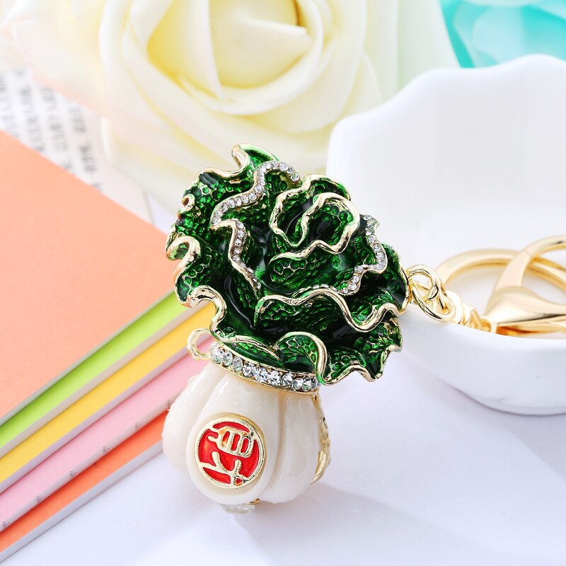 High-end zodiac little tiger car keychain female cute goldfish pendant metal key chain ring rhinestone gift