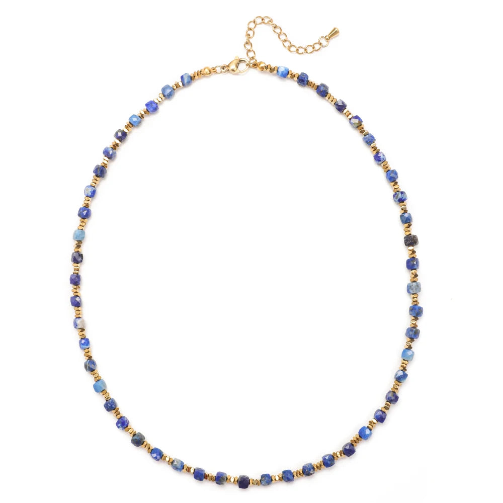 ZMZY 4MM Faceted Amethyst Necklace Natural Stones Beaded Collier Femme Women BOHO Necklace For Women Statement Jewelry - Charlie Dolly