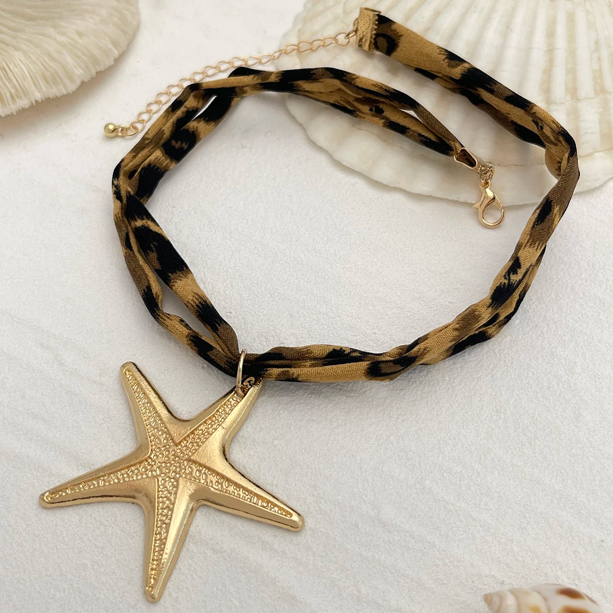 Conch, Starfish and Heart Ethnic Velvet Chain Necklace