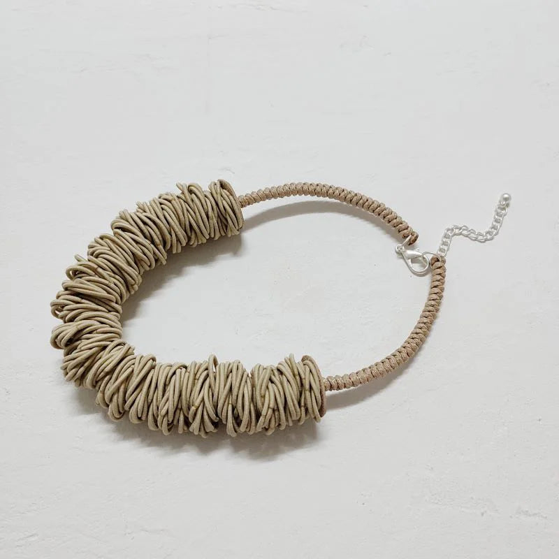 Woven Ring Grey Short Statement Necklace Jewelry