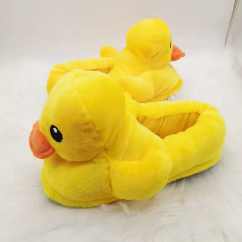 Winter Creative Cartoon Yellow Duck Cotton Shoes Women Indoor Cozy Warm Slippers Unisex One Size Slides Plush Lovely Duck Shoes - Charlie Dolly
