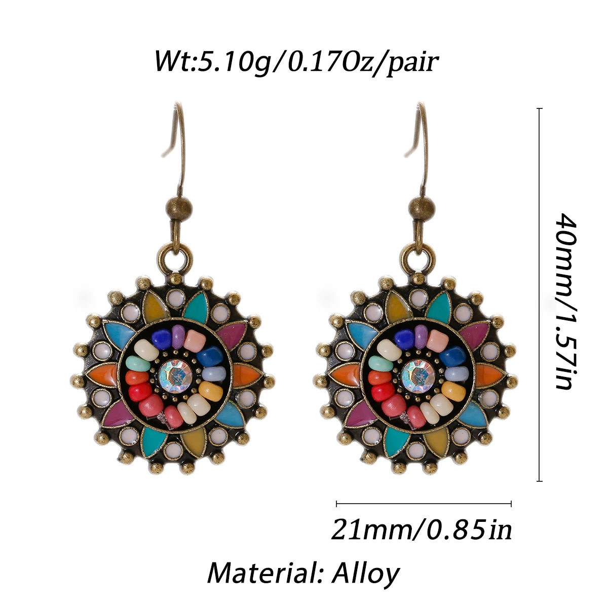 Colorful Bead Flower Necklace Earring Set Jewelry