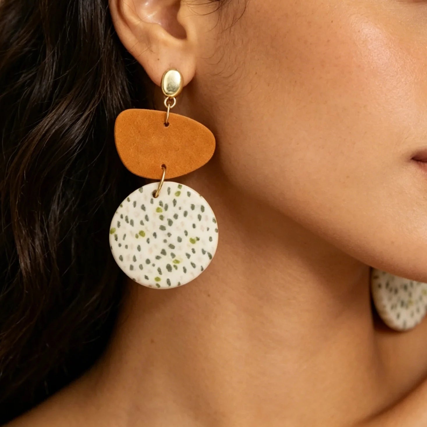 Polymer Clay Confetti Arch Statement Earrings Jewelry