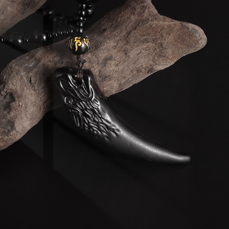 Fashion Frosted Obsidian Sakyamuni Buddha Head Charm Men and Women Amulet Necklace Buddhist Religious Jewelry