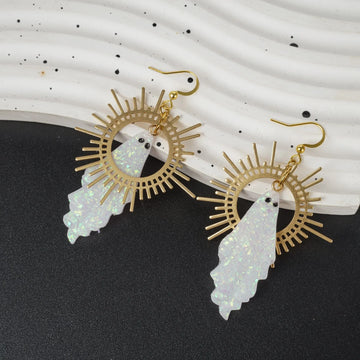 Goth Sun Ghost Star Ghost Earrings Halloween Handmade Earrings Resin Gothic Punk Style Horror Woman Witches Jewelry Dangle Gift - Charlie Dolly