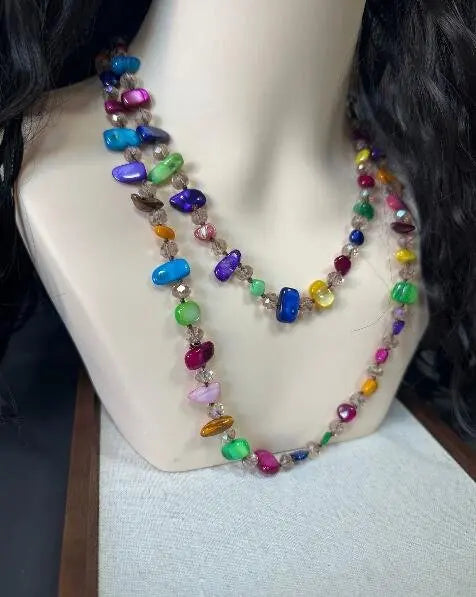 Irregular Stone Crystal Double Layer Necklace Jewelry