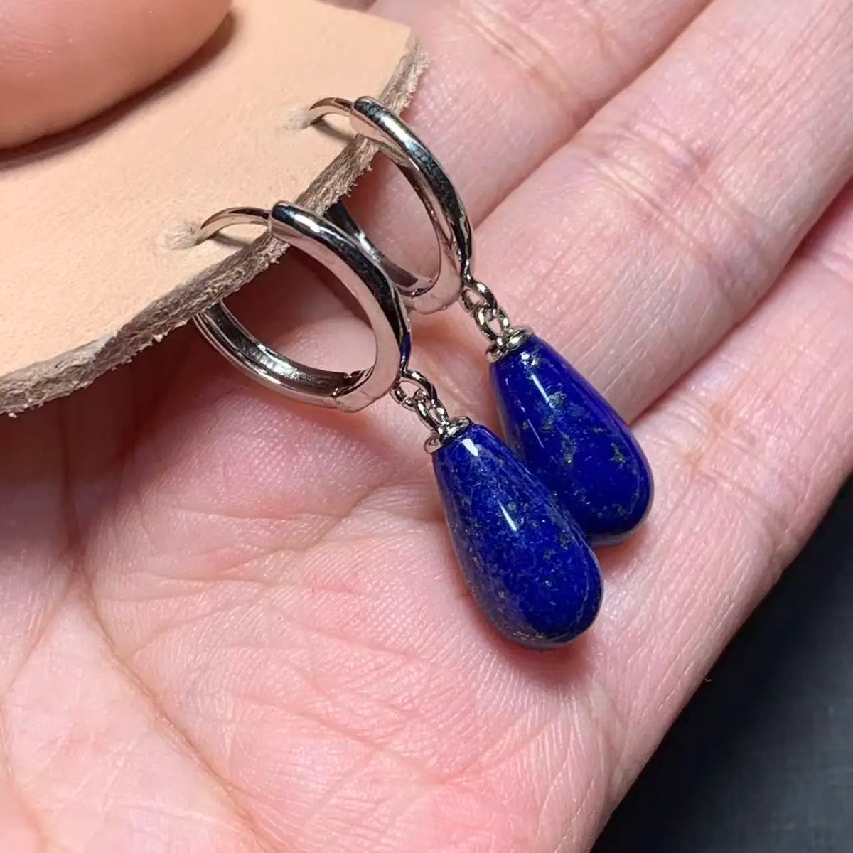 Natural lapis lazuli Stud Earrings For Women Real stainless steel Vintage Femme Gift Prevent Allergy Fine Jewelry - Charlie Dolly