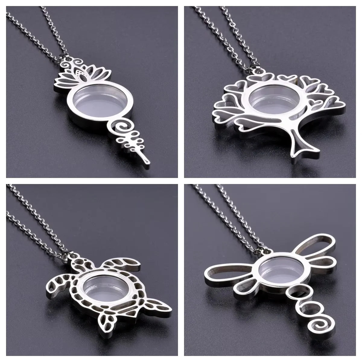 Retro Lotus Flower Photo Locket Pendant Necklace, Vintage Relicario Keepsake Talisman