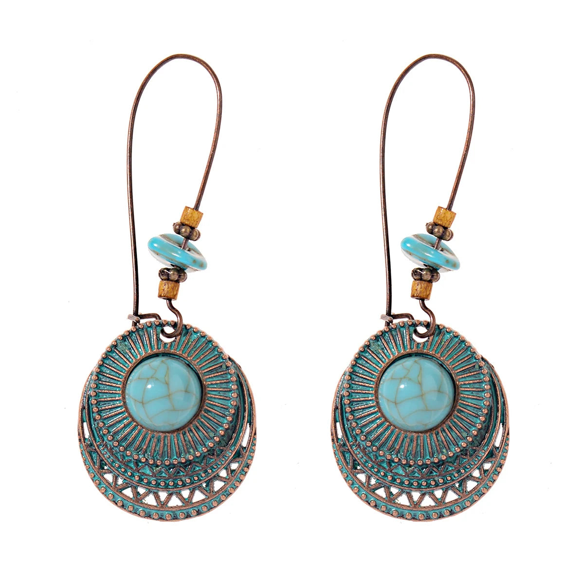 أقراط متدلية مصنوعة من سبائك البرونز العتيق للنساء أقراط Jhumka الهندية ذات سلسلة طويلة بوهو تريبل