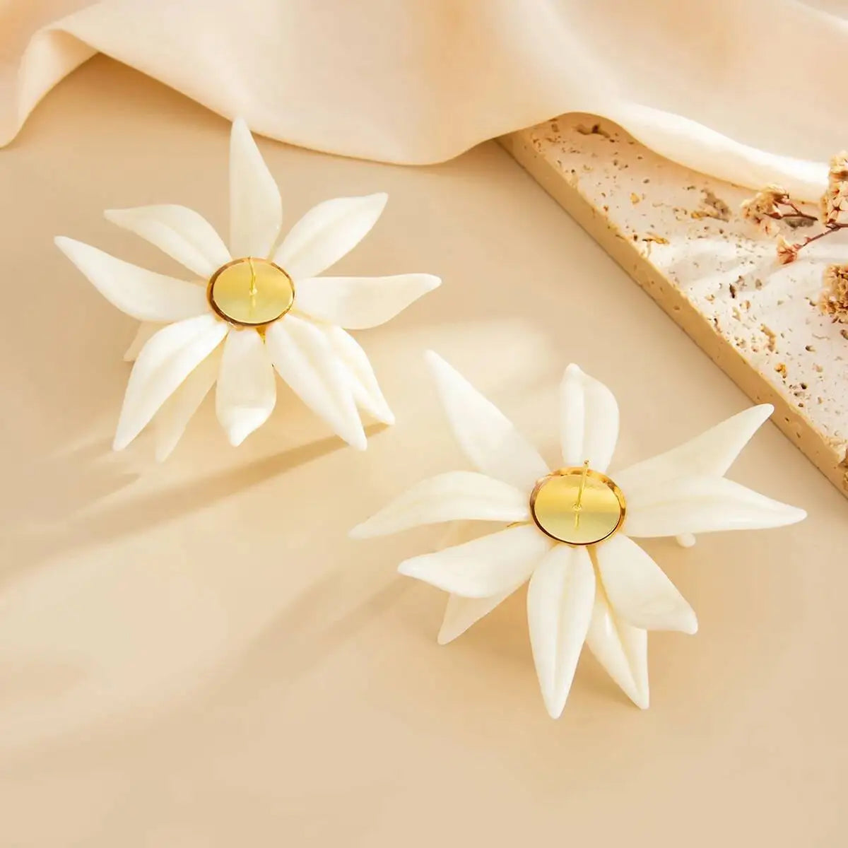 Large Petal Flower Drop Earrings Jewelry