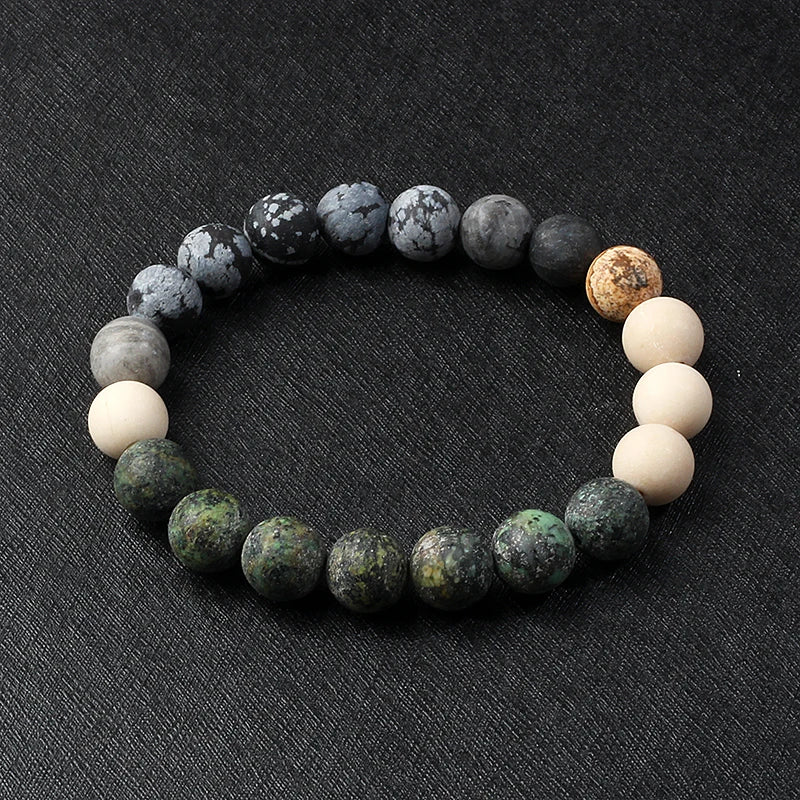 Nine Planets Solar System Beaded Bracelet, Natural Stone Galaxy Cosmic Talisman