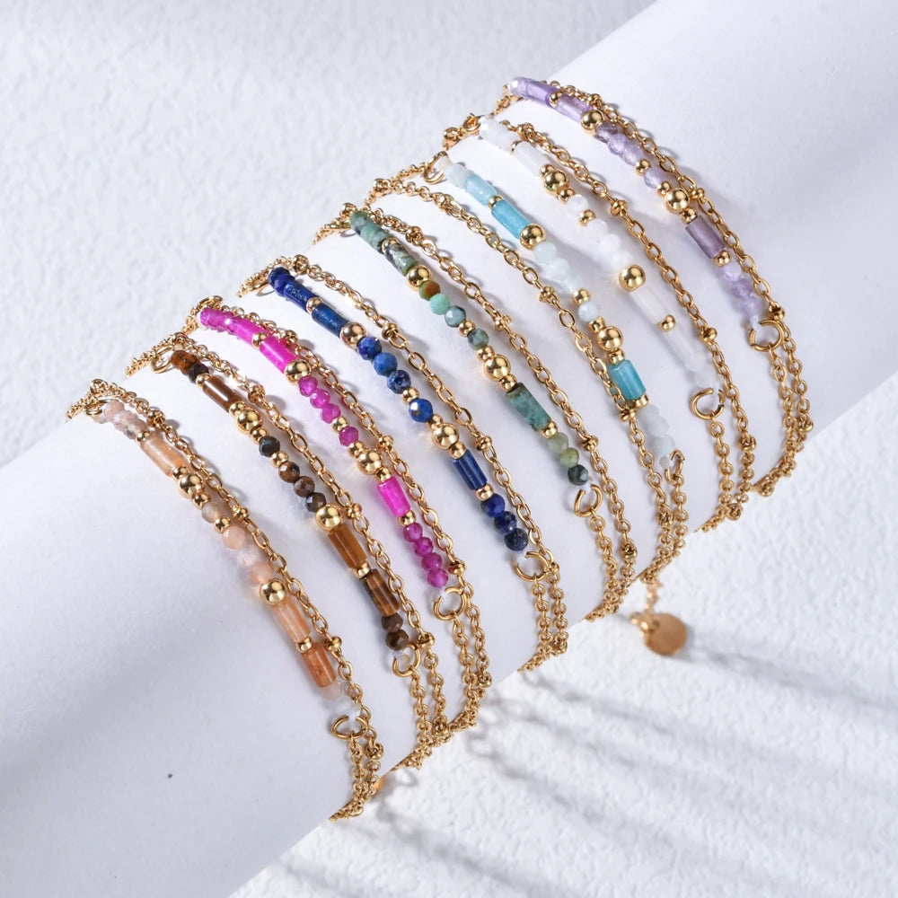 Gold Lapis Lazuli & Turquoise Chain Bracelet