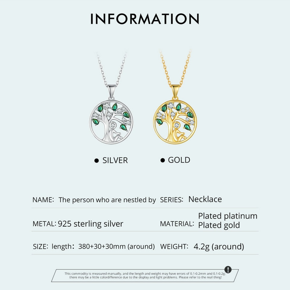 BAMOER 925 Sterling Silver Tree of Life Necklace for Women, 14K Gold Plated Lucky Tree Pendant Necklaces Jewelry for Girlfriend
