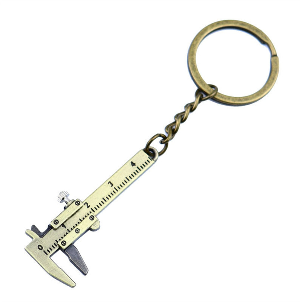 Cute Mini Caliper Tools Keychain Zinc Alloy Vernier Caliper Key Chains Calipers Measuring Gauging Tools Accessories Rulers