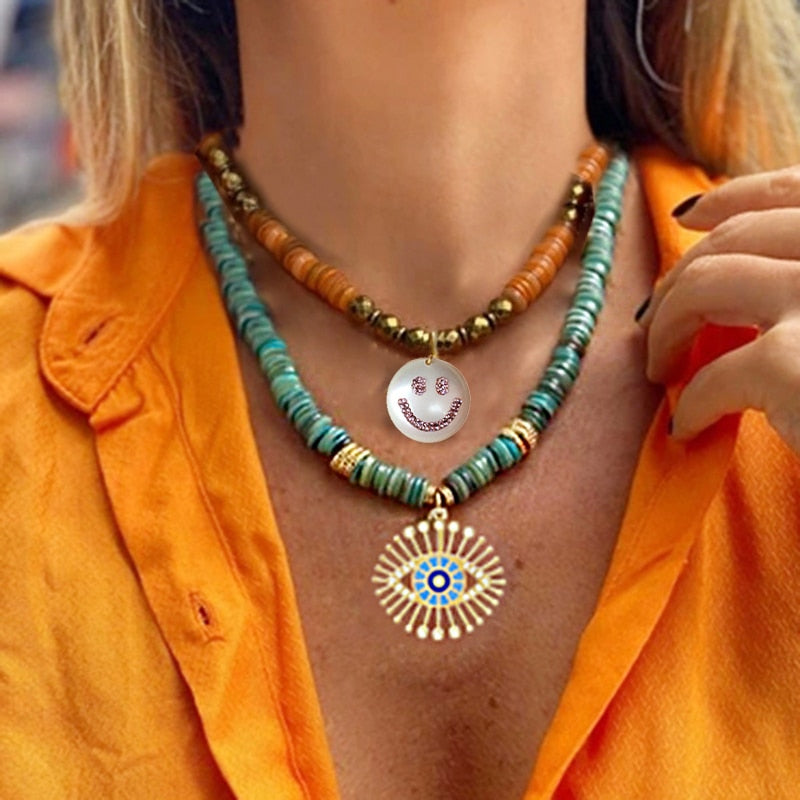 Luxury Mens Jewellery evil eye Pendant Necklace Men Classic Necklace Jewelry Gift Jewelry for Women Collares Para Mujer Quartz