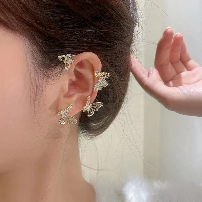 Trendy Bohemian No Piercing Crystal Rhinestone Ear Cuff Earrings for Women Wrap Stud Clip Earrings Girl Earrings Jewelry Bijoux