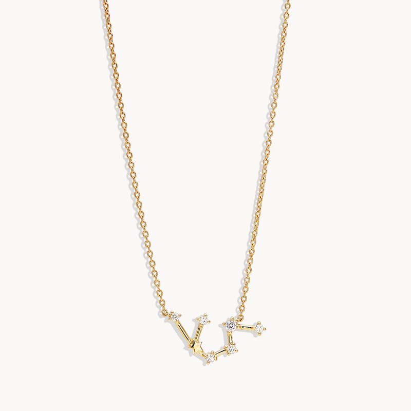 Aide 925 Sterling Silver Zodiac Sign 12 Constellation Pendant Necklaces Sparkling Zircon Charm Necklace for Women Birthday Gift