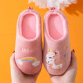 Child Cotton Shoes Kids Winter Slippers Boys And Girls Baby Cute Unicorn Warm Shoes Thickening Large Children Home Slippers - Charlie Dolly