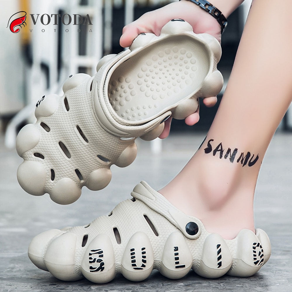 Summer Men Sneakers Slippers Bubble Slides Soft EVA Thick Sole Sandals Fashion Outdoors Hollow Clogs Women Man Beach Shoes