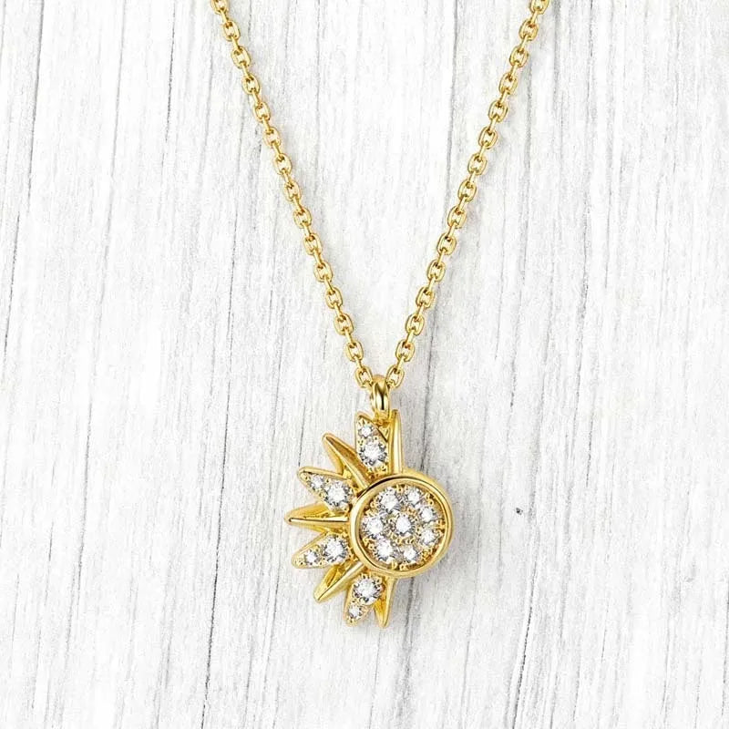 Sun & Moon Couple Necklace, Matching Celestial Pendant for Partners