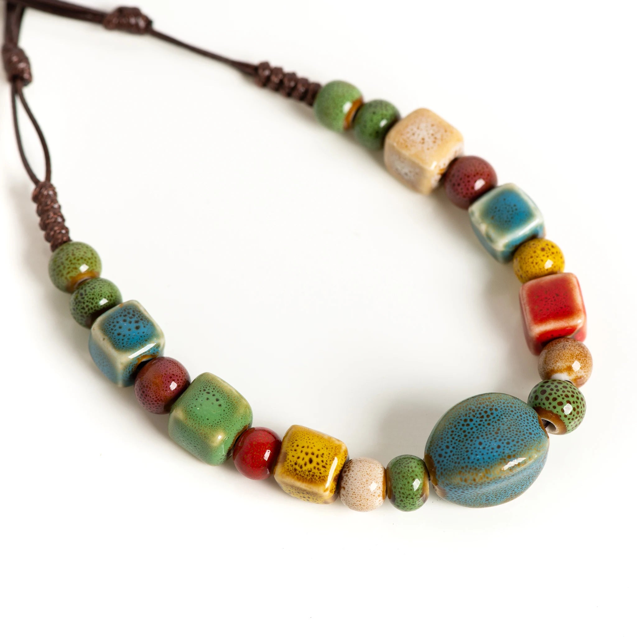 Ceramic Bead Simple Long Pendant Necklace Jewelry