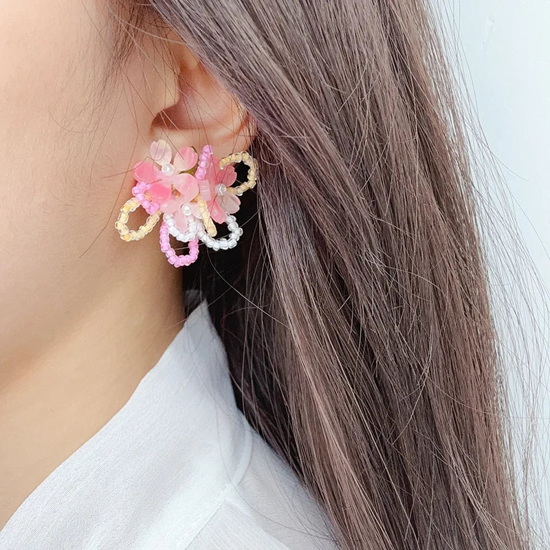 Floral Tassel Long Statement Earrings Jewelry