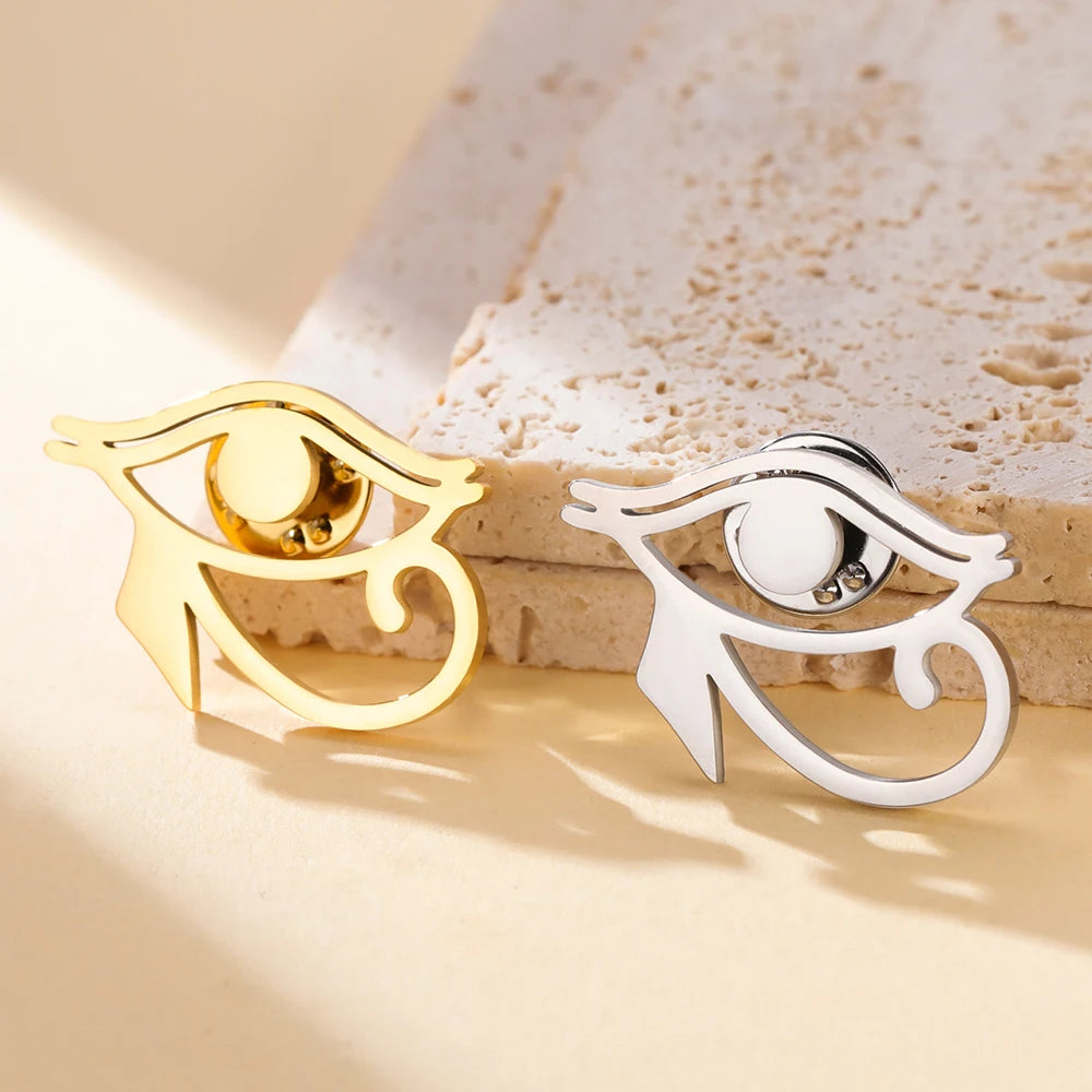 Eye of Horus Brooch Pin, Ancient Egyptian Protection Amulet Stainless Steel