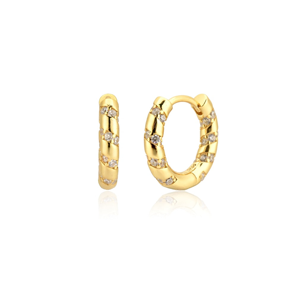 Andywen 100% 925 Sterling Silver Colorful Rainbow Clips Hoops Earring Huggies Middle 8mm Piercing Pendiente Women Circle Jewelry