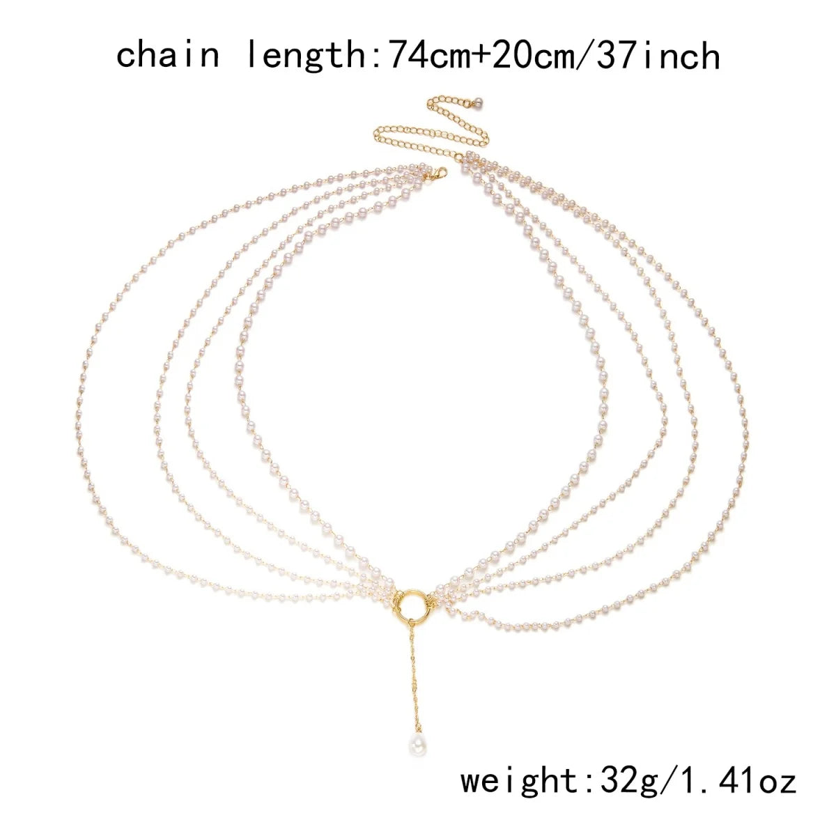 Baroque Imitation Pearl Multilayer Boho Choker and Body Chain