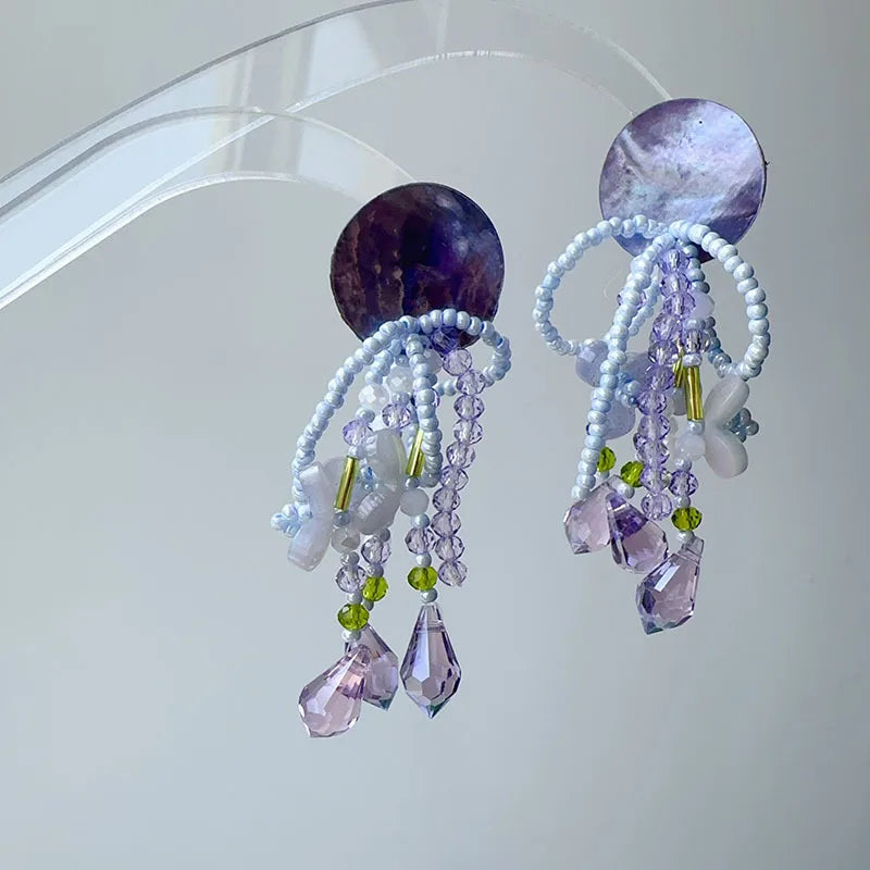 Floral Tassel Long Statement Earrings Jewelry